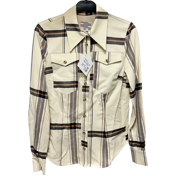 BAUM UND PFERDGARTEN Women Maaike Button Up Blouse Sz EU 34 XS Plaid Long Sleeve - Picture 3 of 5